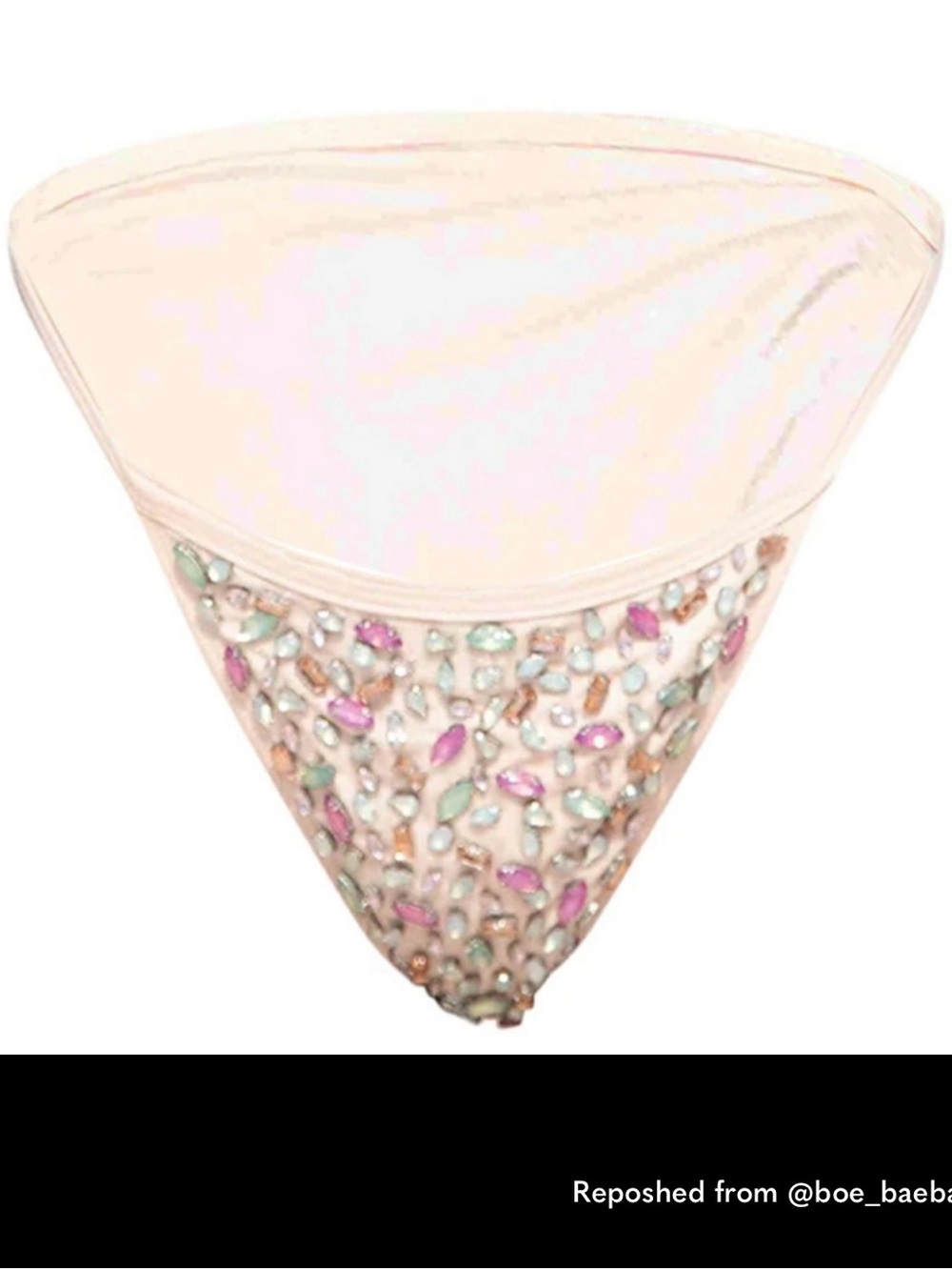 PrettyLittleThing White Bikini Bottom with Pink & Green Floral Embellishments